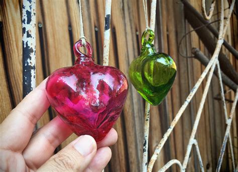 Vintage Blown Glass Hanging Heart Ornaments For The Home From Mexico Christmas Decorations