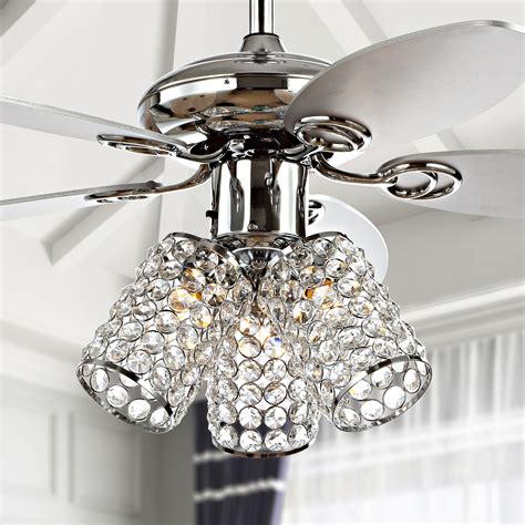 Olive 42 3 Light Crystal Led Ceiling Fan With Remote Chrome Chrome