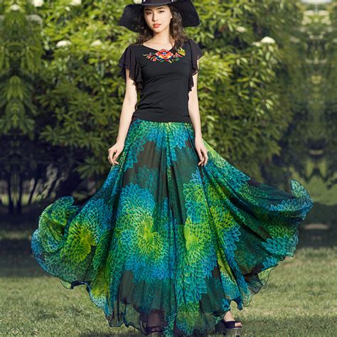 2015 New Fashion Womens High Waist Long Skirts Summer