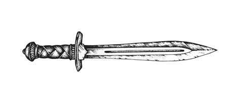 Roman Legionary Gladius Sword Hand Drawn Vector Illustration Stock