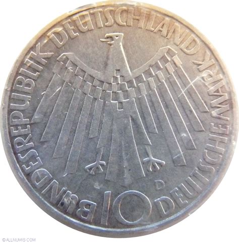 10 Mark 1972 D Munich Olympic Games Federal Republic Commemorative 1952 1989 Germany