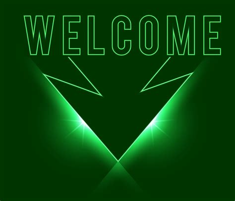 Welcome Sign Dark Green With Light Neon Effect Shiny Glow Eps Vector