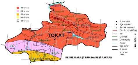 Deprem 6 ilçede 9 büyüklüğünde hissedilecek. Tokat Deprem Haritası, Tokat Deprem Fay Hattı Haritası