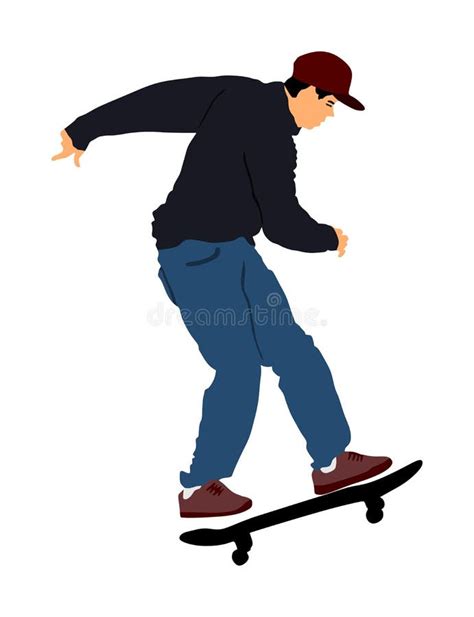 Skateboarder In Skate Park Air Jump Trick Skateboard Vector