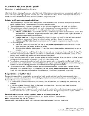 Fillable Online VCU Health MyChart Permission Form English Version Fax