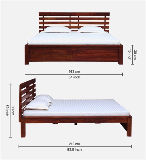 Buy Stigen Sheesham Wood Queen Size Bed In Honey Oak Finish By Woodsworth Online Mission Queen