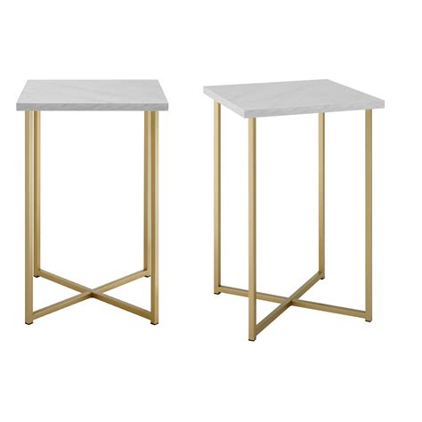 Shop wayfair for all the best genuine marble gold end & side tables. Modern White Faux Marble and Gold End Table 2-Pack by Manor Park - Walmart.com - Walmart.com