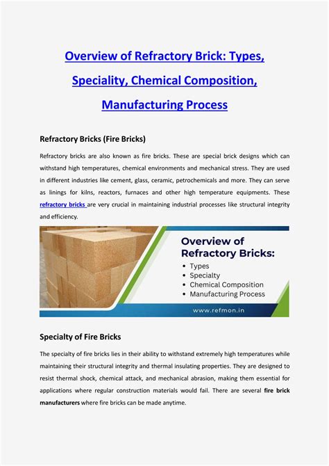 Ppt Refractory Brick Types Speciality Chemical Composition