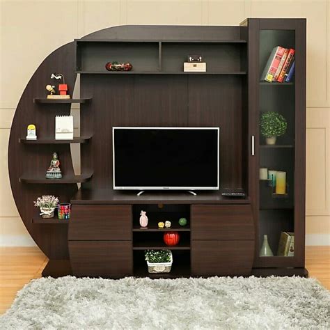 Tv showcase design with a pooja room. Tv unit furniture by Deepak Kumar Mahanta on Home Decor ...