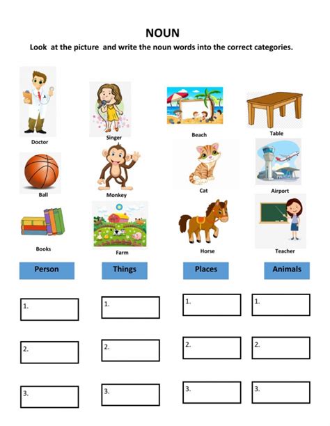 Noun Worksheets For Class 1 Worksheetsday