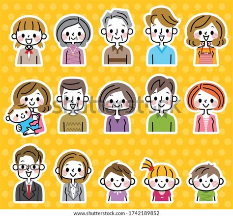 Set People Various Generations Stock Vector Royalty Free 1742189852