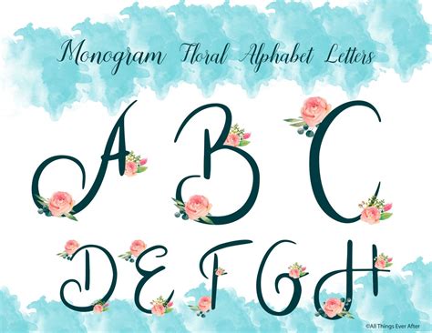 700 Floral Alphabet Clipart Floral Monogram Clip Art Floral
