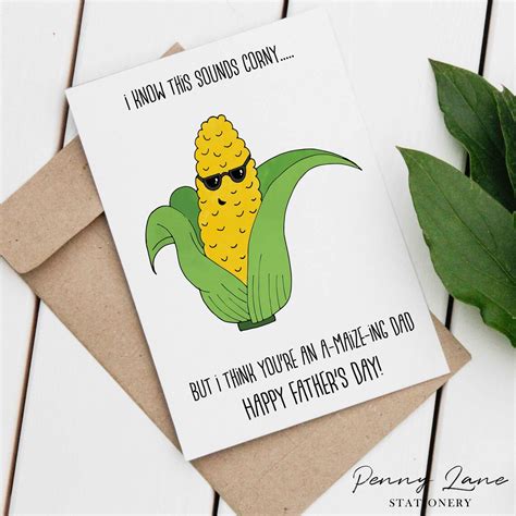 Corn Fathers Day Card Happy Fathers Day Card Pun Bad Puns Etsy