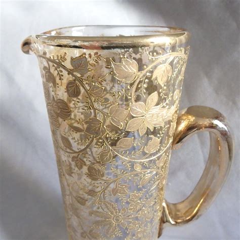 Antique Moser Blown Art Glass Pitcher With Enamel And Gilt Floral From Applegate On Ruby Lane