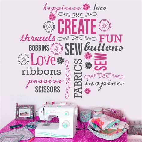 Touch device users, explore by touch or with swipe. sewing+room+vinyl+wall+quotes | with creating and sewing ...