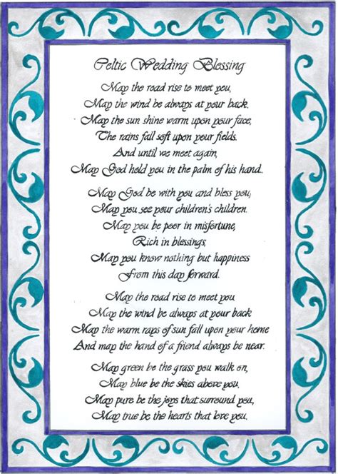 Celtic Wedding Blessing Calligraphy Inspired Writing Handpainted And