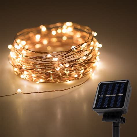 Solar Powered Led Light String Warm White Copper Wire 10m Satisled