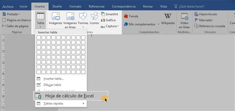 Word 2016 Insertar Hoja De Cálculo