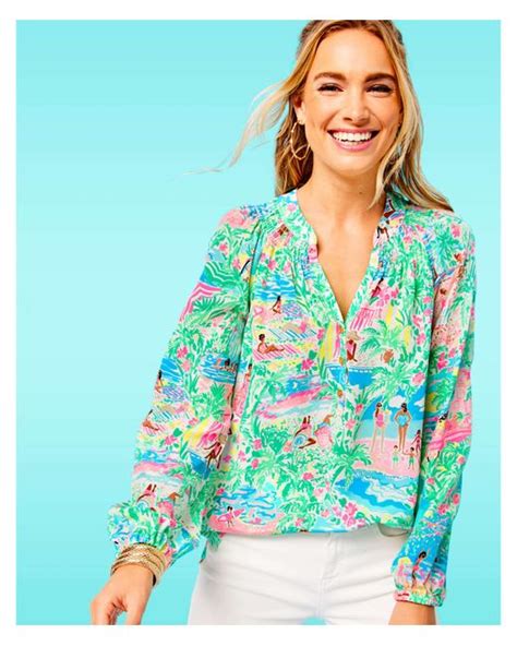 Lilly Pulitzer Elsa Silk Top In Blue Lyst