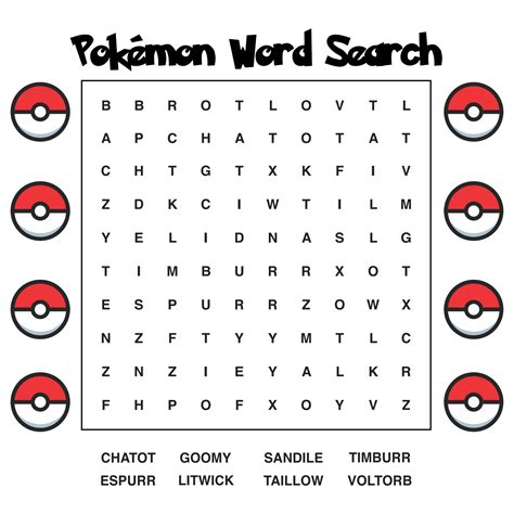 10 Best Pokemon Word Search Puzzles Printable