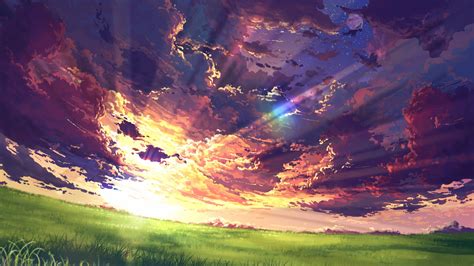 Download Clouds Sunset Landscape Anime Wallpaper 1920x1080 Full Hd Hdtv Fhd 1080p