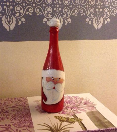 Christmas Hand Painted Santas Wine Bottle 20 Off