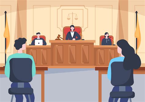 Sala Del Tribunal Con Abogado Juicio Con Jurado Testigo O Jueces Y El