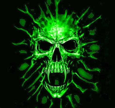 Green Flaming Skull Wallpaper