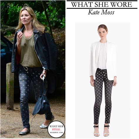 What She Wore Kate Moss In Star Print Skinny Jeans In London On June 19 ~ I Want Her Style