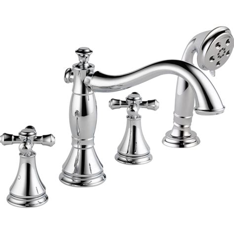 Complete your bath with a beautifully designed delta roman tub faucet, meticulously crafted to turn heads and enhance your experience. Delta Cassidy Chrome Roman Tub Filler Faucet with Hand ...