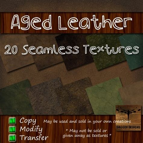 Second Life Marketplace Aged Leather Seamless Texture Pack