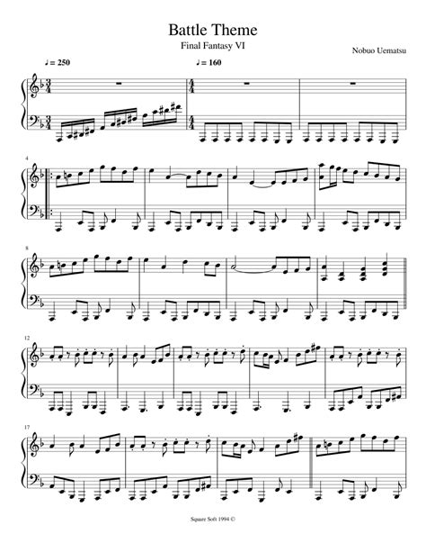 Final Fantasy Vi Battle Theme Sheet Music For Piano Solo