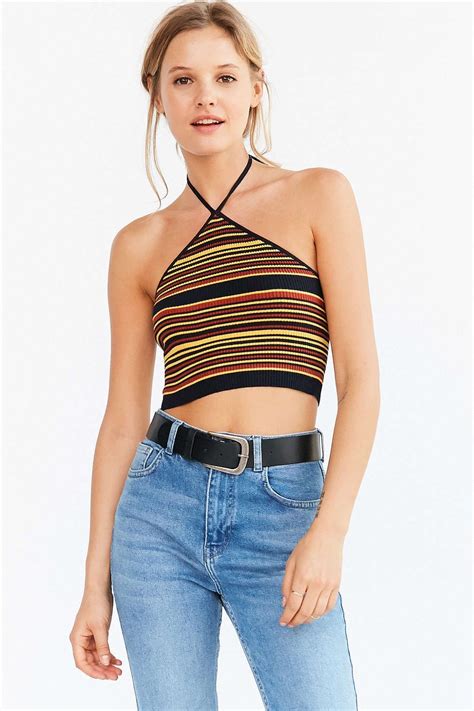 Cooperative Y Neck Striped Halter Top Urban Outfitters Fashion Top