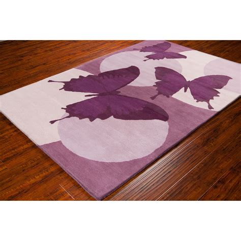 Artists Loom Hand Tufted Transitional Butterfly Wool Rug 8x10
