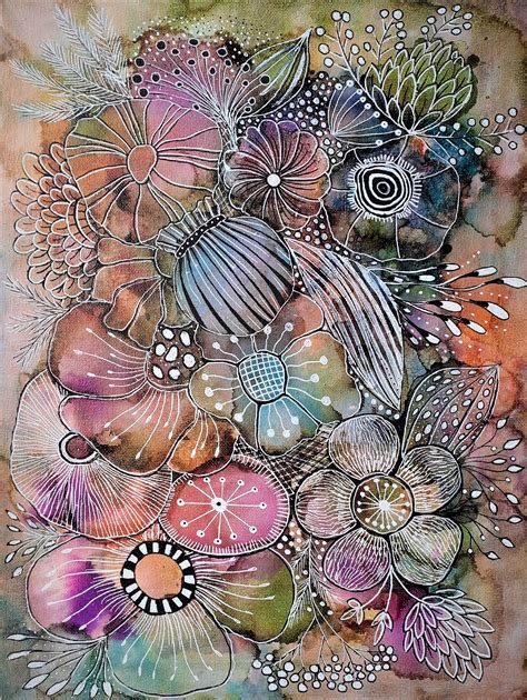 Alcohol Ink On Canvas With Doodles By Lynda M Watercolor Art Lessons