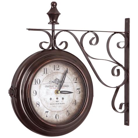 Yosemite Home Decor 16 In Double Sided Iron Wall Clock In Black Frame