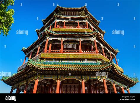Beijing China Tower Palace Pagoda Chinese Culture History Hi Res Stock