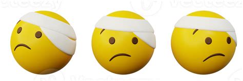 3d Rendering Bandage Head Emoji Or Yellow Ball Emoticon Symbol 28040274 Png