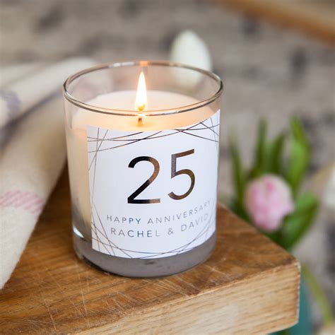 25th Wedding Anniversary Personalised Candle T By Little Cherub