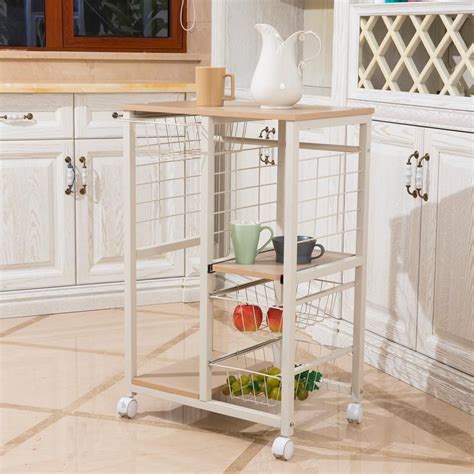 Winsome House Natural Wood Kitchen Cart With Baskets Wh216 The Home