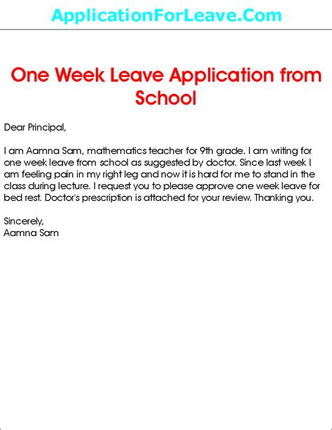 If you ever wonder about how to write an application letter to principal of college then use our sample and letter writing tips to write an application letter to college or for university admission. Leave Application For School Teacher To Principal - Letter