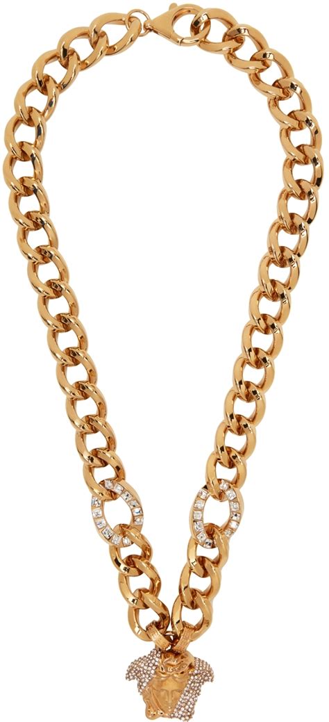 Versace Gold And Crystal Palazzo Dia Chain Necklace Ssense