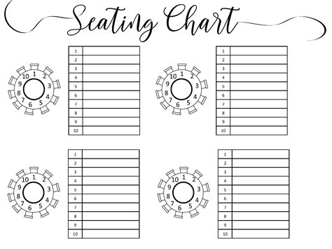 Round Table Seating Chart Template Excel