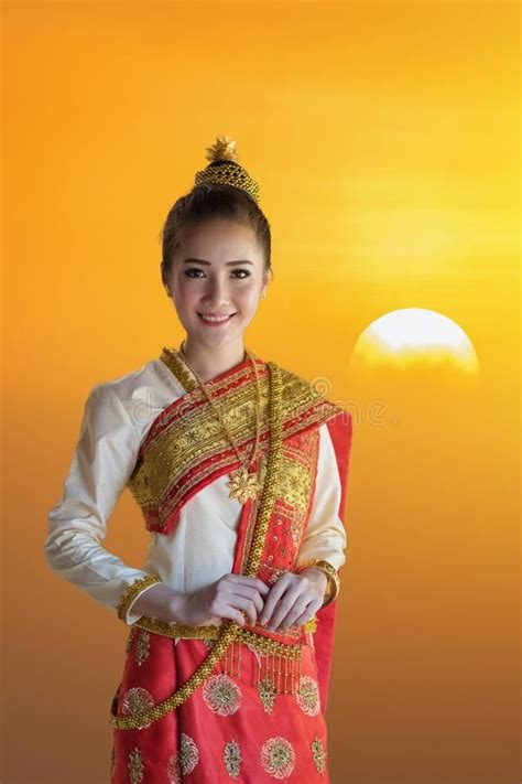 Beautiful Laos Girl In Costume Asian Woman Wearing Traditional Laos Culture Women