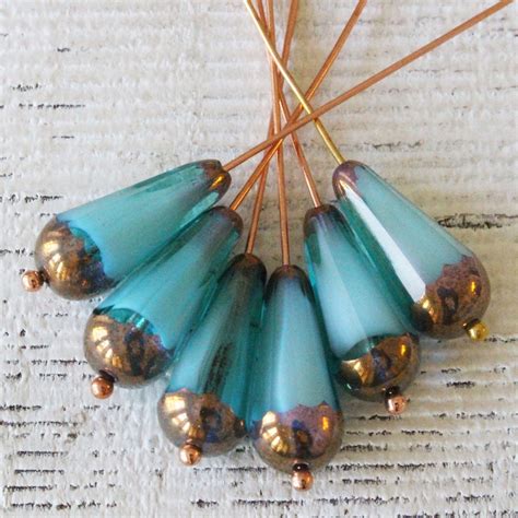 X Mm Long Drill Glass Teardrop Beads For Jewelry Making Etsy
