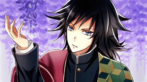 Demon Slayer Giyuu Tomioka With Black Hair And Blue Eyes With