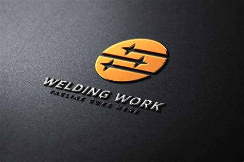 A Logo For Welding Work With An Arrow Pointing To The Right And Two