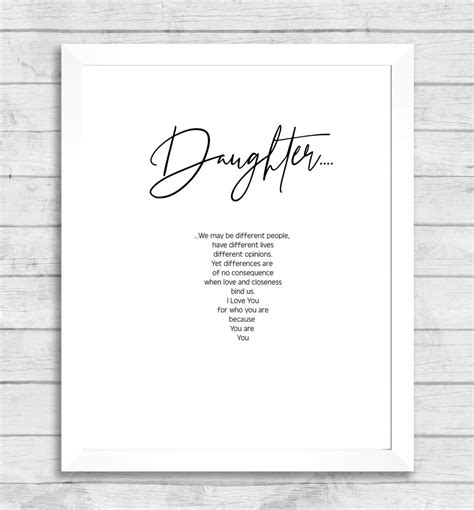 Daughter Print Daughter Message Keepsake T Daughter Poem Special Daughter Unique To Us Etsy Uk