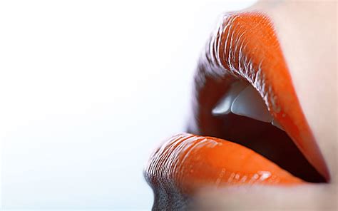 Juicy Lips Women Open Mouth Teeth Skin Closeup Lips Red Lipstick Hd Wallpaper
