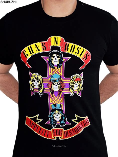 Camiseta Con Logo De Guns N Roses Para Hombre Camisa Negra Con Corte